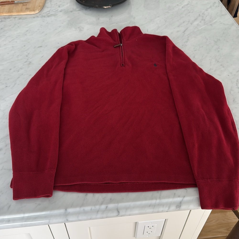 Polo by Ralph Lauren 1/4 zip red cotton sweater